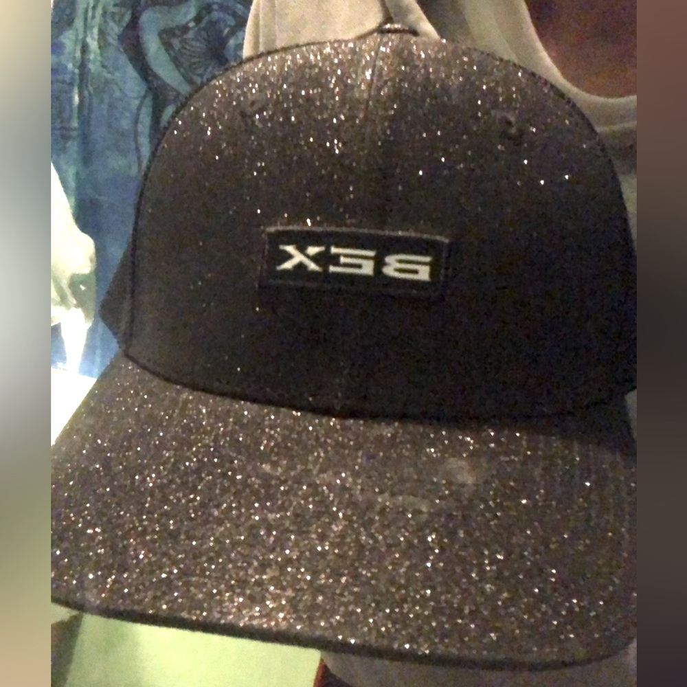Black and silver sparkles BEX hat